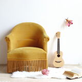 Mustard yellow velvet toad armchair