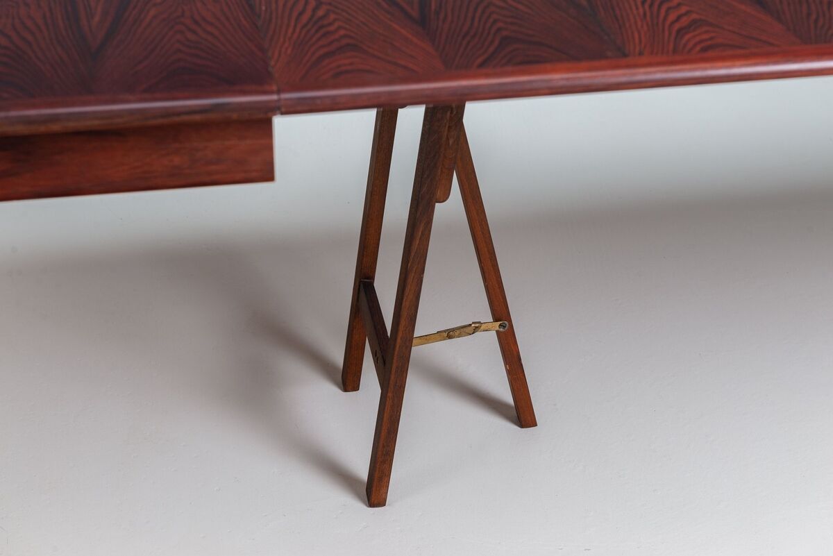 Henning Kjaernulf dining table in rosewood Soro Stole Denmark 1960