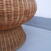 Table mushroom en rotin et verre