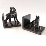 Black ceramic bookends horses