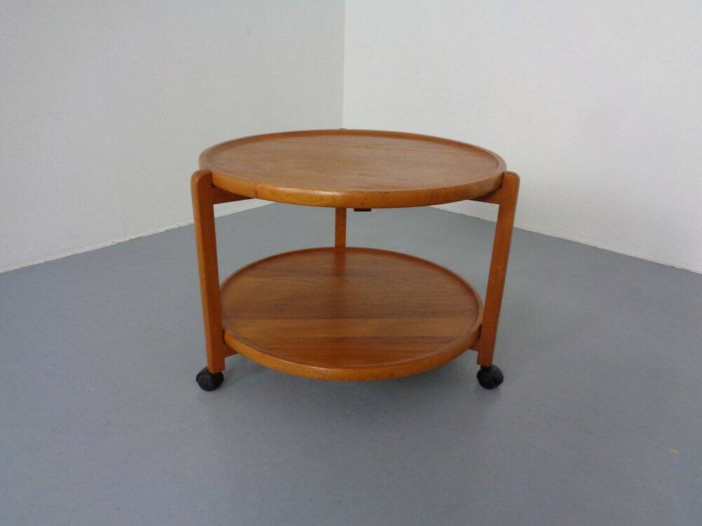 Danish Teak Bar Cart with Removable Tray, 1960s