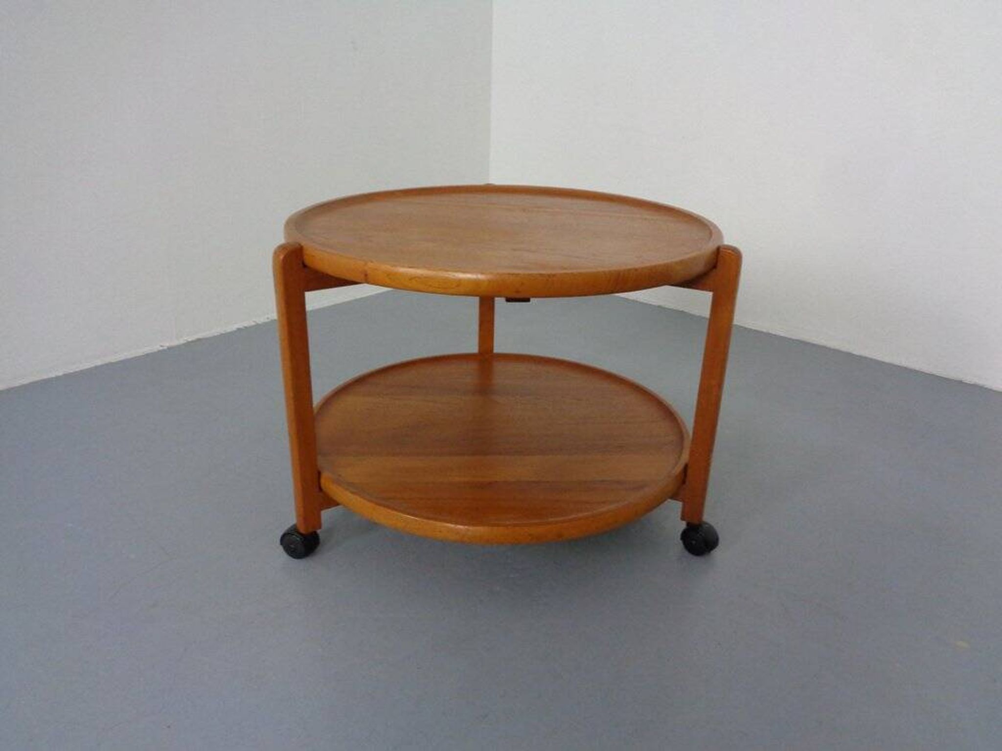 Danish Teak Bar Cart with Removable Tray, 1960s