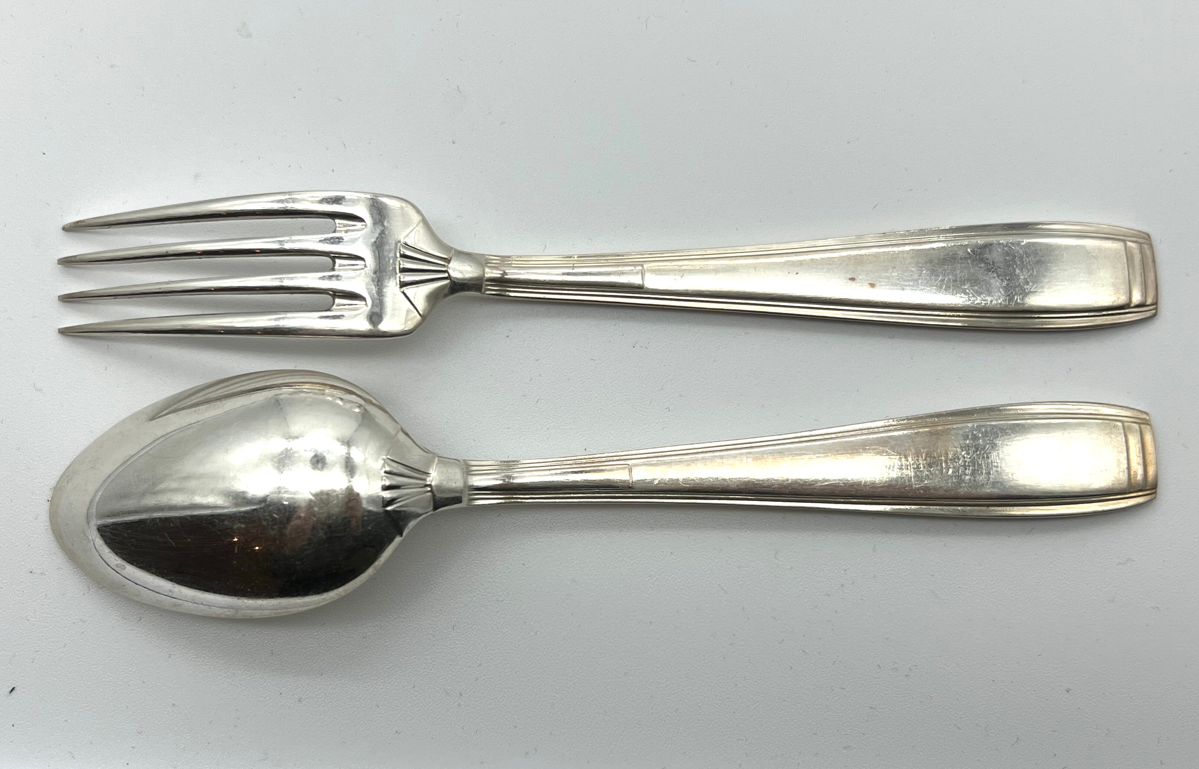 Ercuis 6 forks and 6 spoons dessert model carthage silver metal