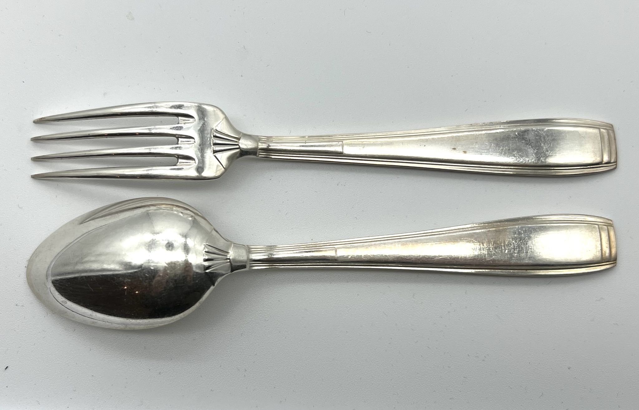 Ercuis 6 forks and 6 spoons dessert model carthage silver metal