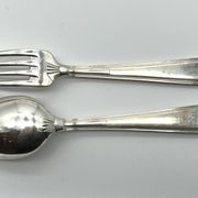 Ercuis 6 forks and 6 spoons dessert model carthage silver metal