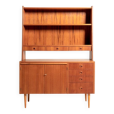 Bibliothèque en teck suédois avec bureau, années 1960