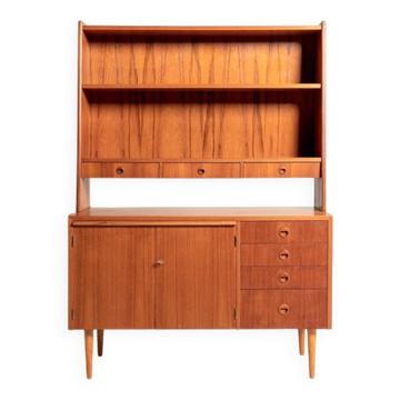 Swedish teak bookcase with writing desk, 1960s