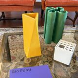 Space age yellow ceramic vase, Pietro Arosio, Parravicini Italy ca. 1960