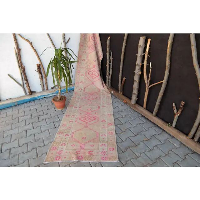 Handmade Turkish corridor runner from the 1960s - 83x370 cm