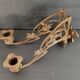 Double candlestick in gilded brass