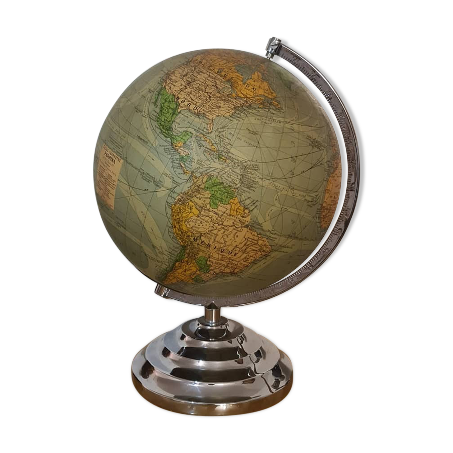 Vintage Globe Earth Perrina 1950-60 bright (Glass - chrome)