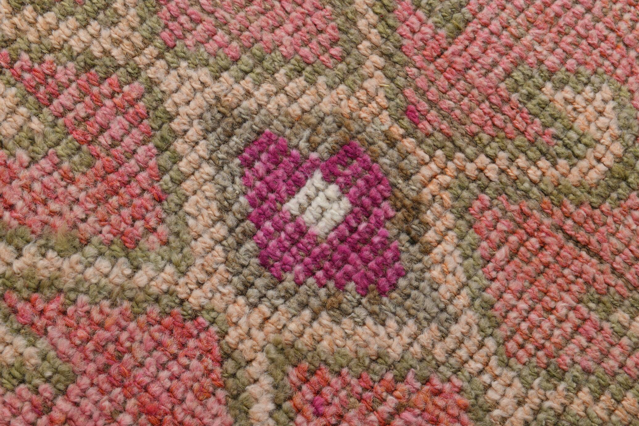 3x10 Pink & Cream Turkish Vintage Runner Rug, 100x317Cm