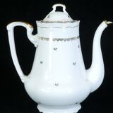 Coffee service in white and gold porcelain Limoges France