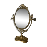 Golden brass standing psyche mirror  29x40cm