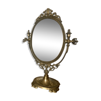 Golden brass standing psyche mirror  29x40cm