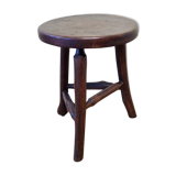 Artisanal brutalist tripod wooden stool