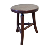 Artisanal brutalist tripod wooden stool