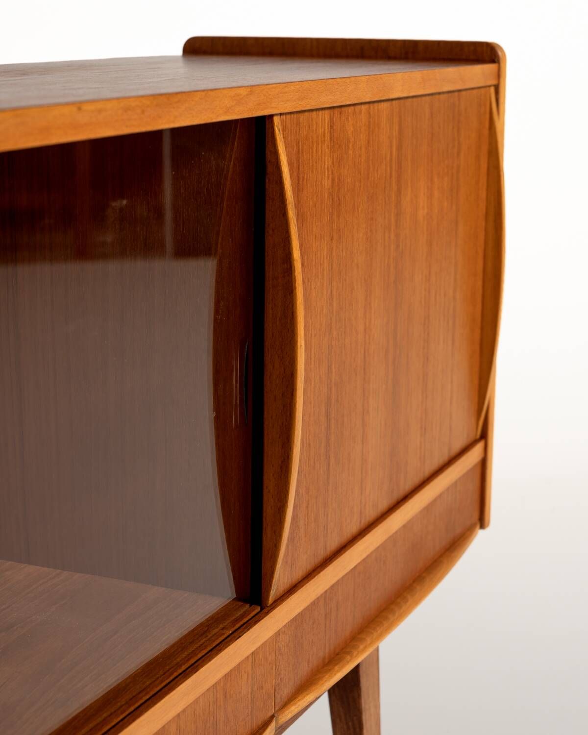 Scandinavian teak sideboard with smoked glass, 1950s–60s