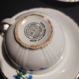 Series of four Orchies earthenware cups with chicory flower decoration