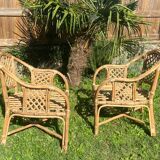 Pair of rattan armchairs