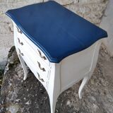 Louis XV three-drawer chest of drawers with white and blue patina