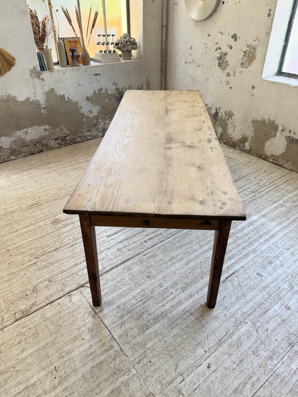 1950s pine farmhouse table 220cm