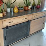 Industrial style oak sideboard