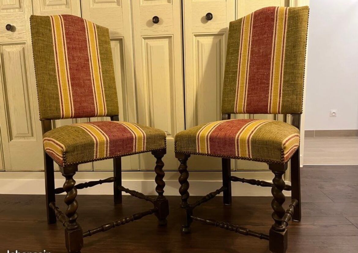 Ensemble de chaises tapissées style Louis XIII