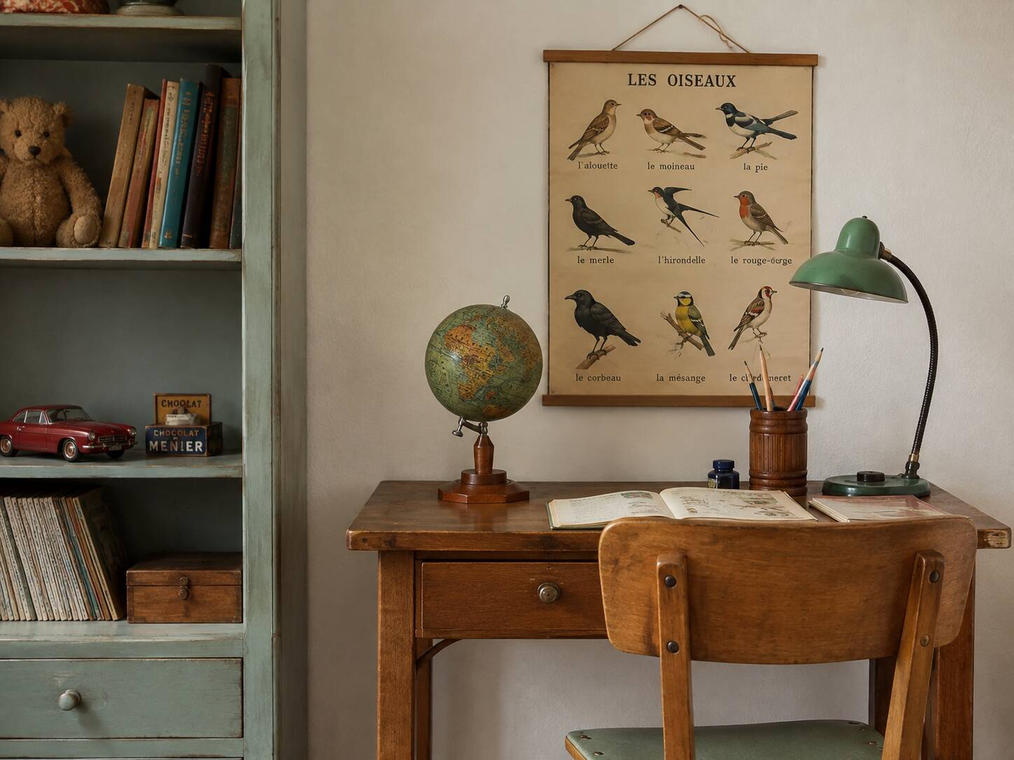 Globe vintage 1950 terrestre Girard et Barrère et Thomas - 33 cm