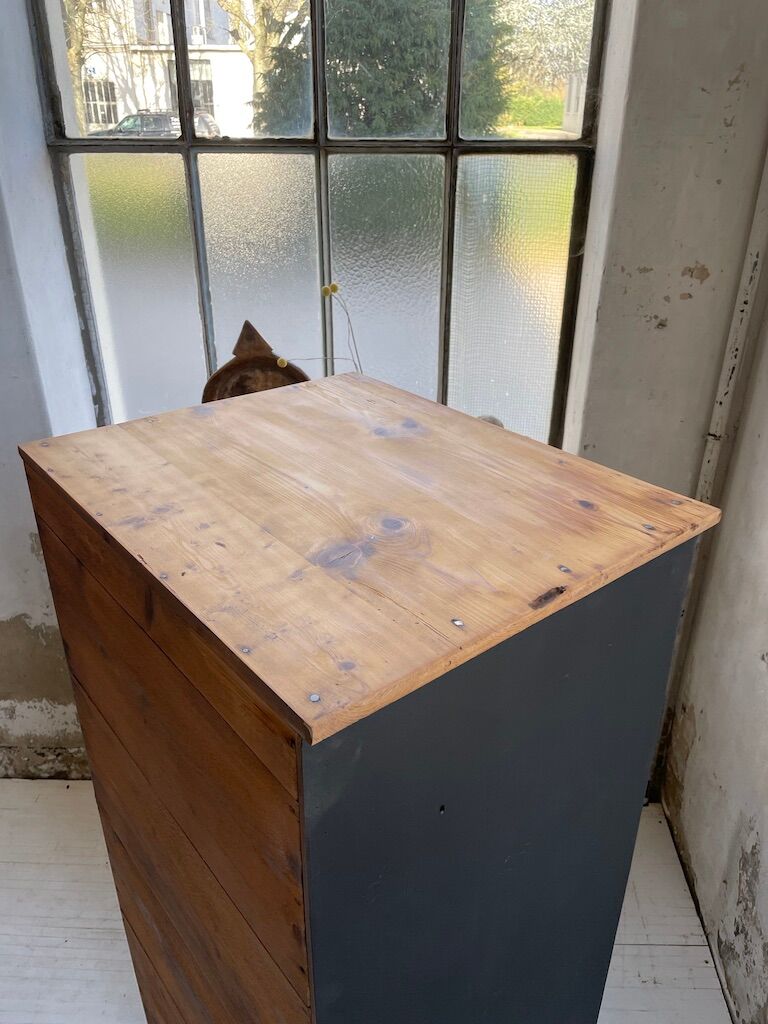 Old black storage window