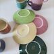 Vintage multicoloured triangular espresso set