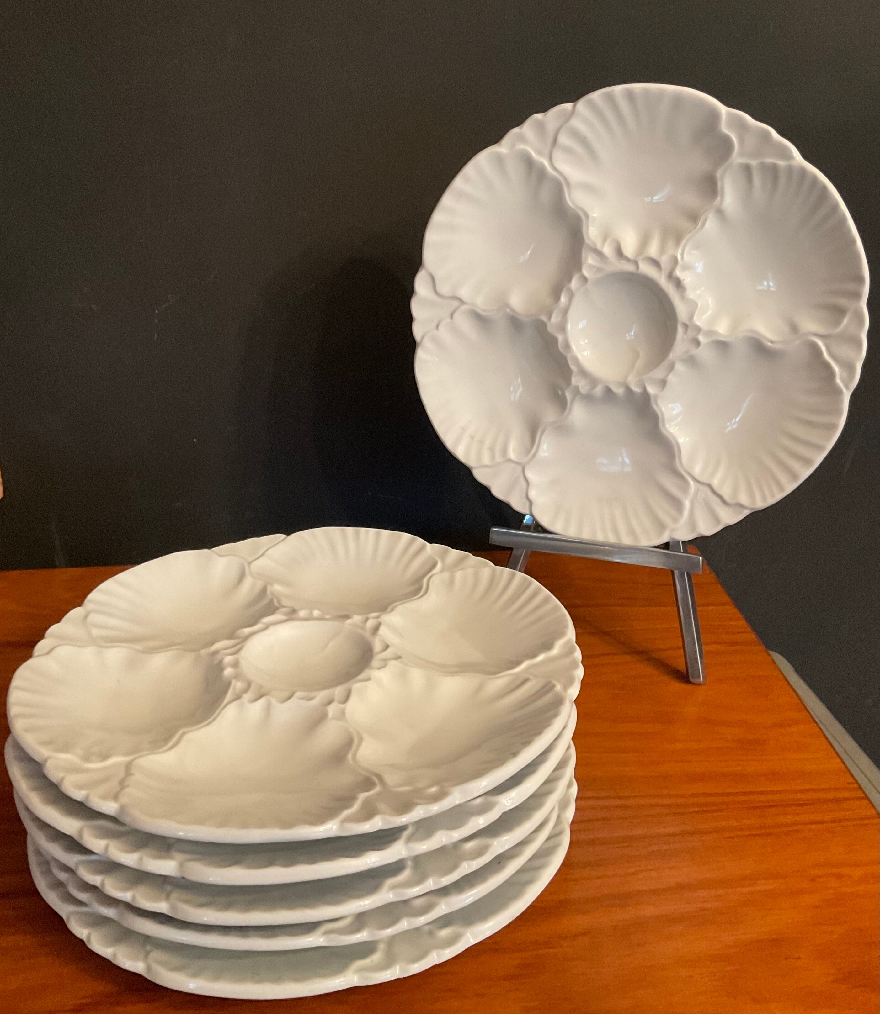 Series of 6 porcelain oyster plates