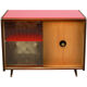 1950s bar cabinet in maple and glass