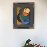 Acrylic painting by Odile TRAMPONT, known as BALTRAN (1942). The Six Moons