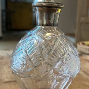 Antique Cut Crystal Carafe & Solid Silver Neck (Po)
