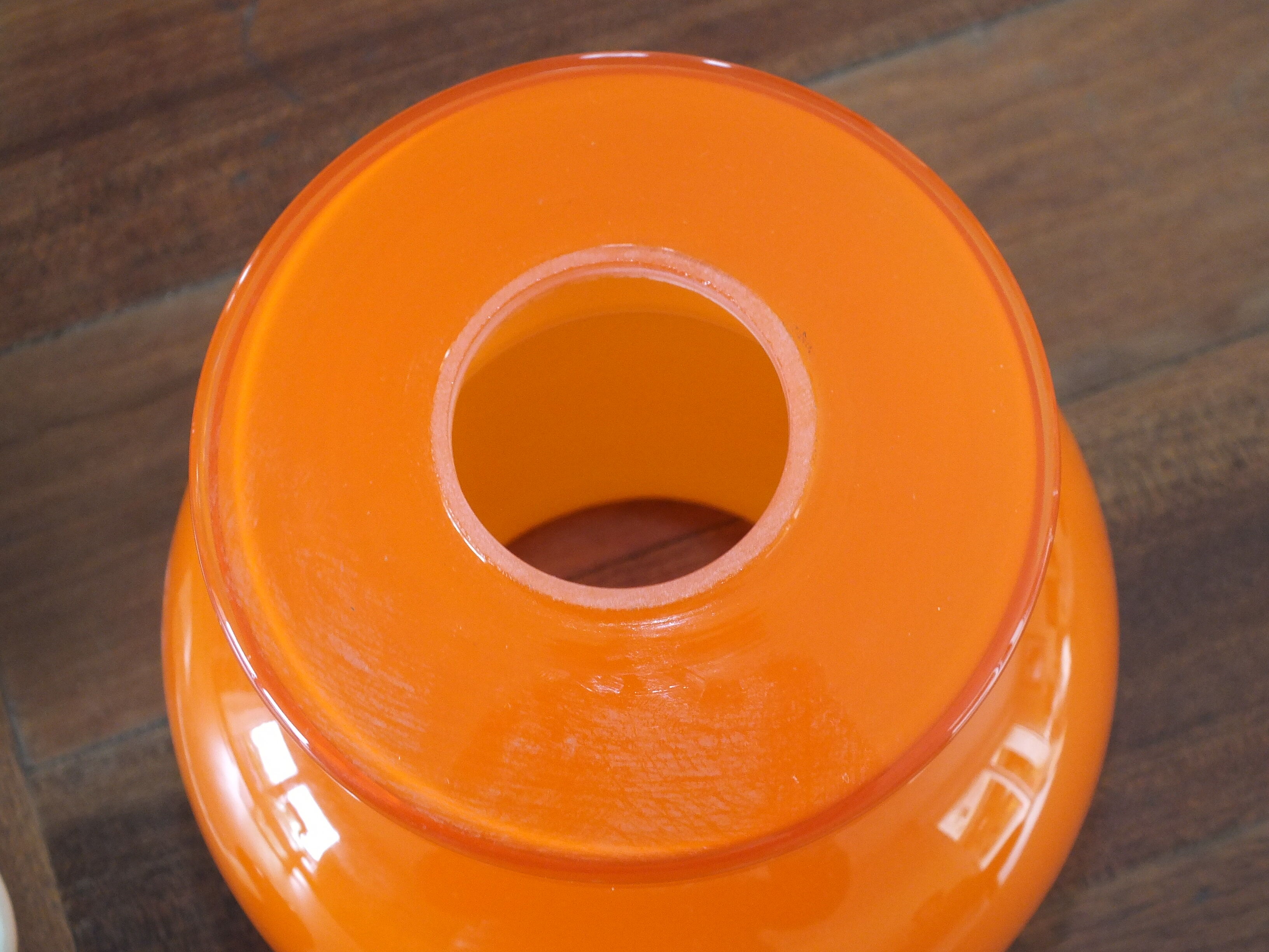 Vintage pendant lamp in orange opaline glass from the 70s