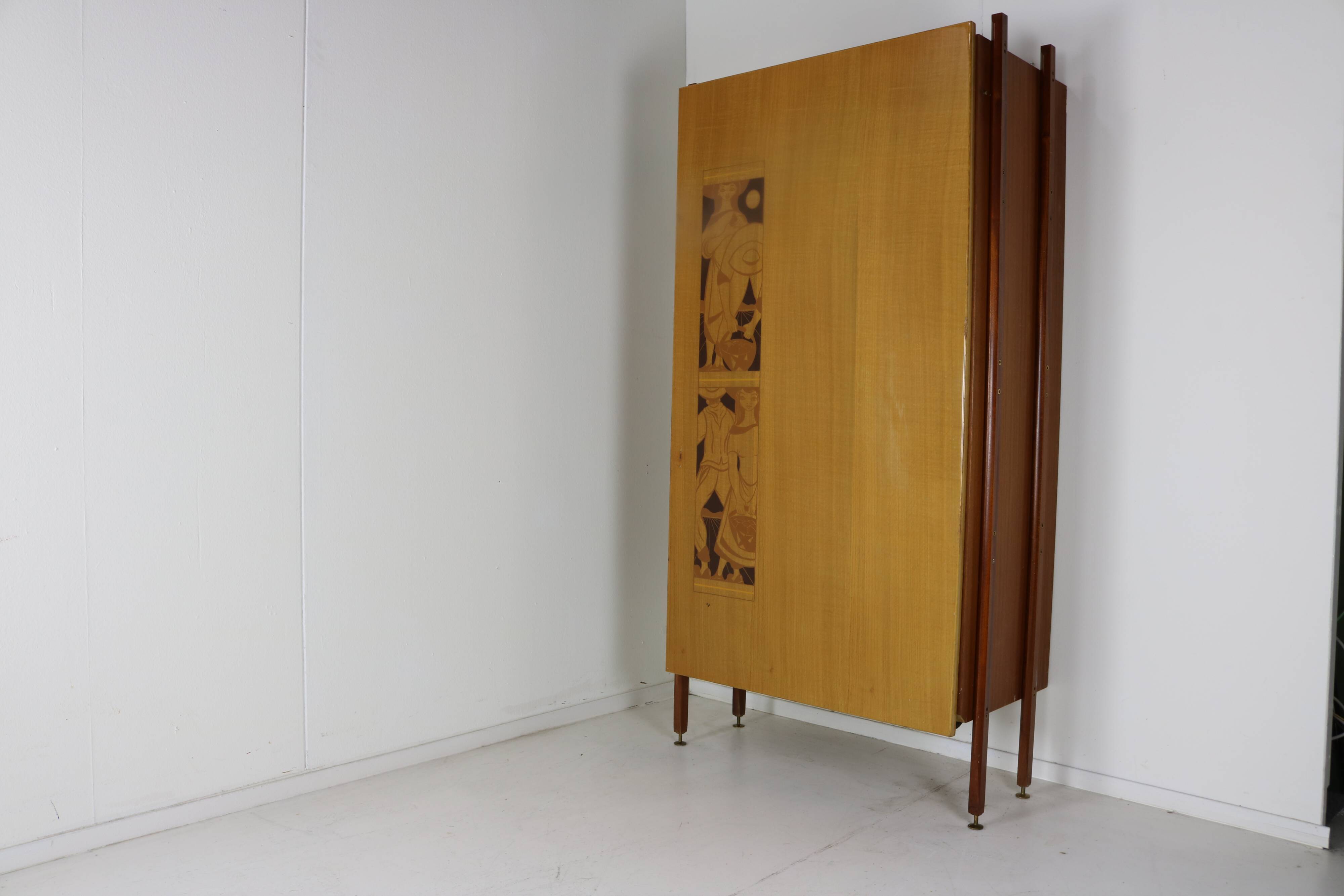 Ingenious sixties wall bed cabinet by C. Princic Gorizia Italy