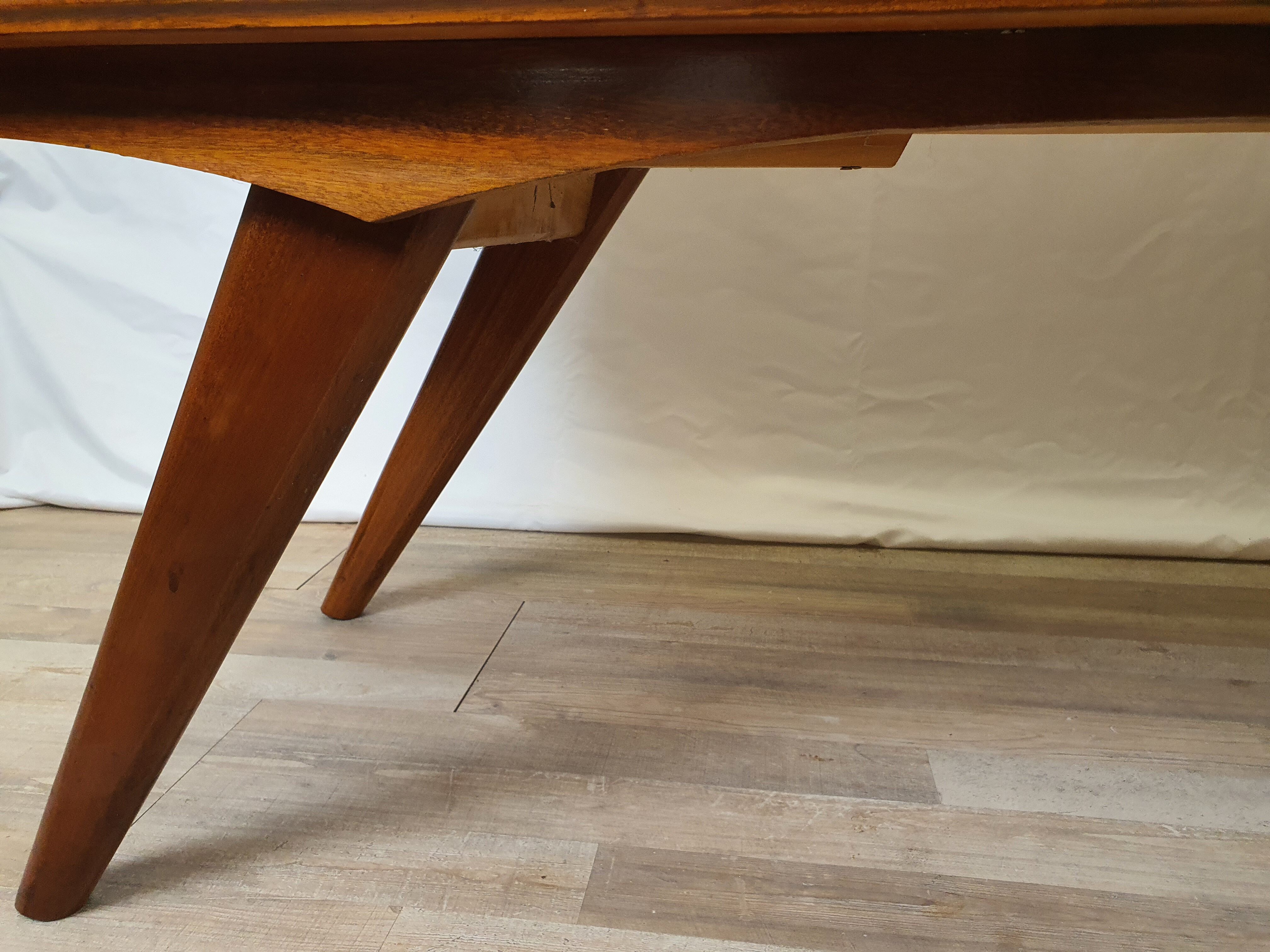 1960s sideboard with decorated doors in wood and brass