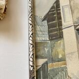 Watercolor 1920, silver carved wooden frame