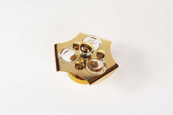 Applique en laiton poli et verre cristal par Palwa, Allemagne, années 1960