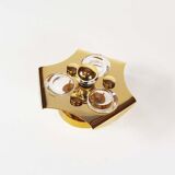 Polished brass and crystal glass wall lamp by Palwa, Germany 1960s