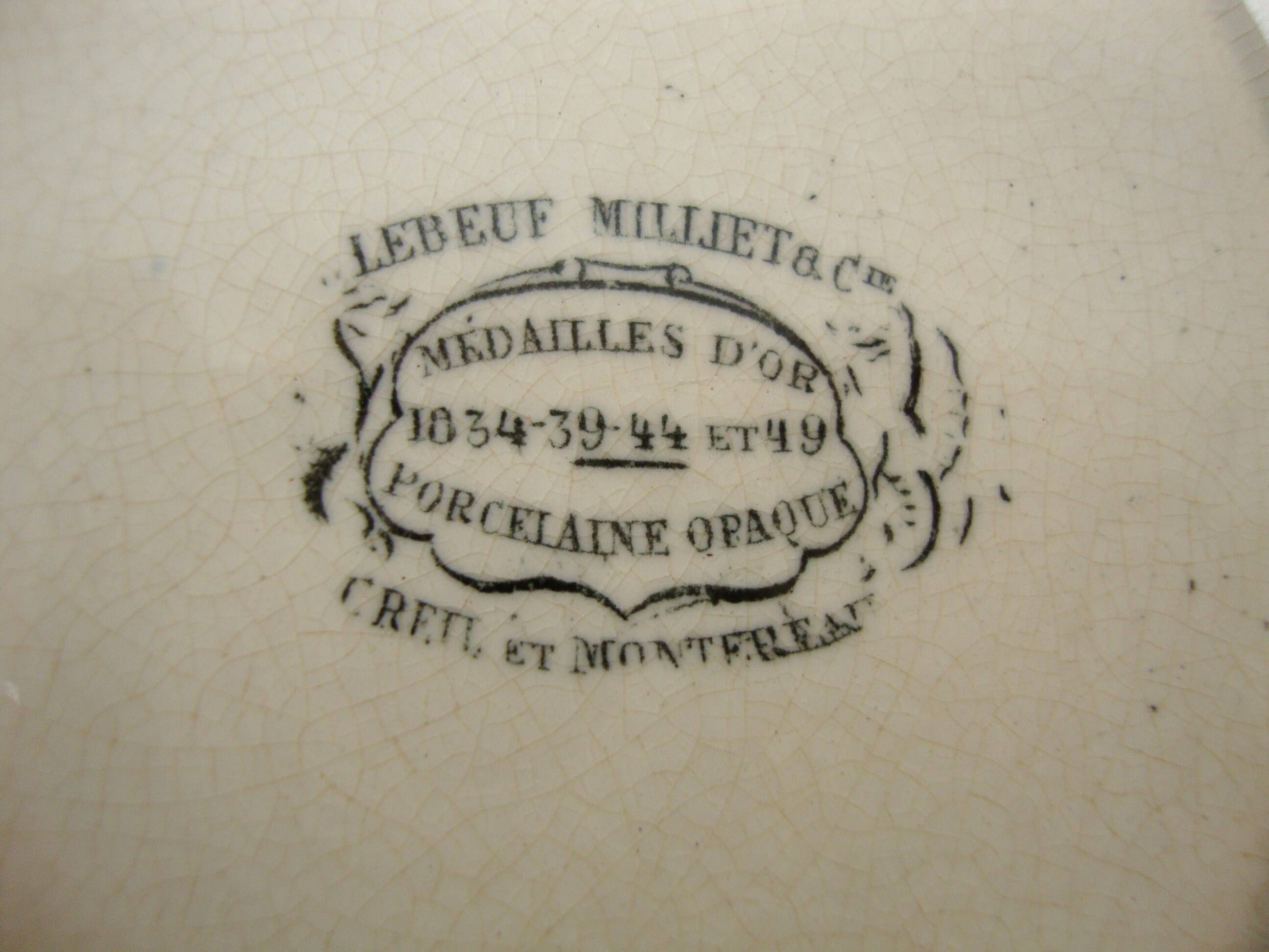 Assiette parlante  Creil et Montereau Lebeuf Millet & Cie