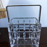Very graphic ice bucket in cut glass and chrome handle