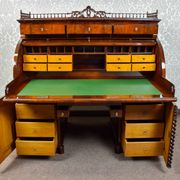 Large cylinder desk Louis-Philippe in mahogany and maple - 1840-1860