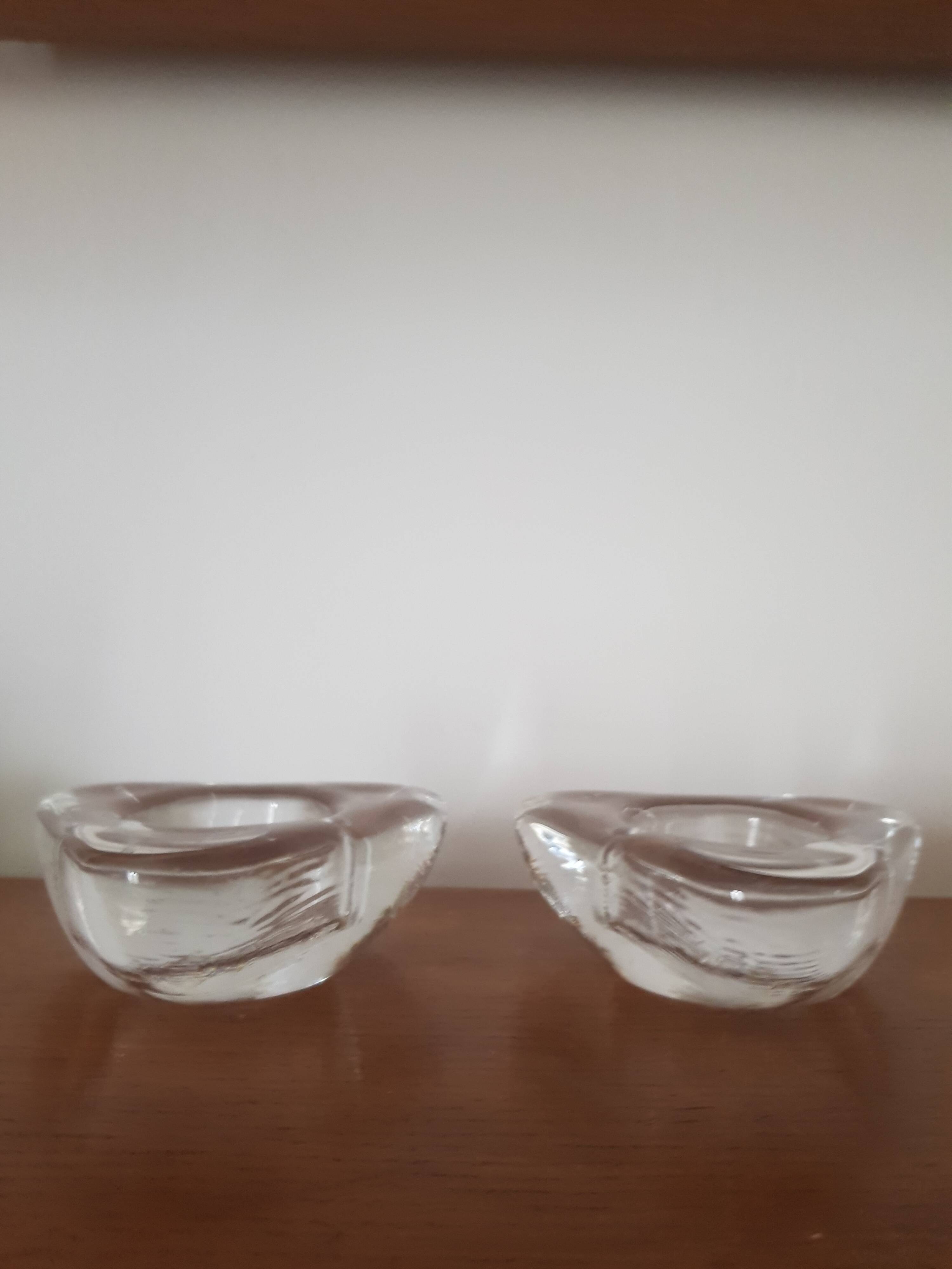Set of 2 glass candle holders