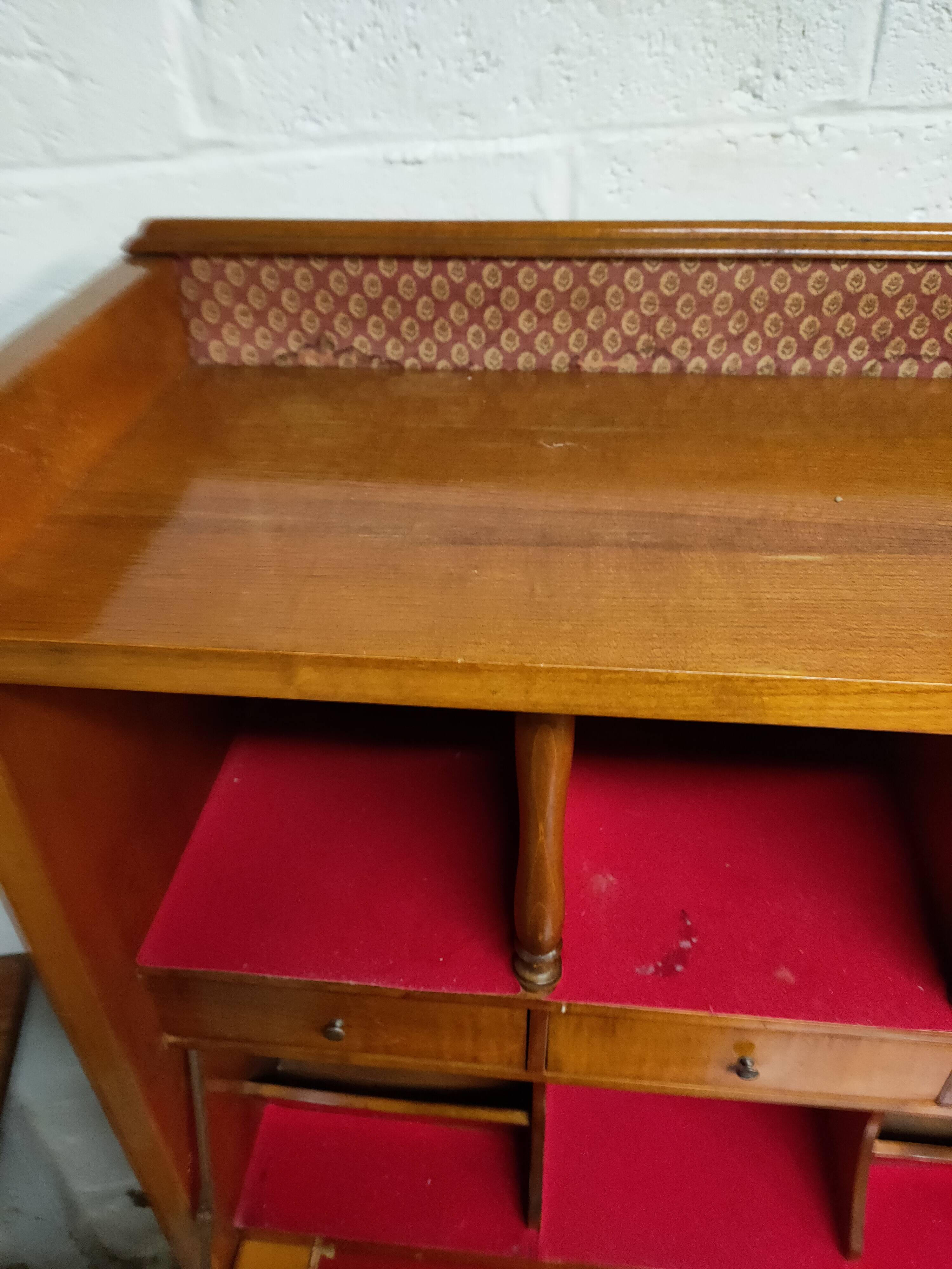 cherry wood secretary with lyre base from the 50s-60s