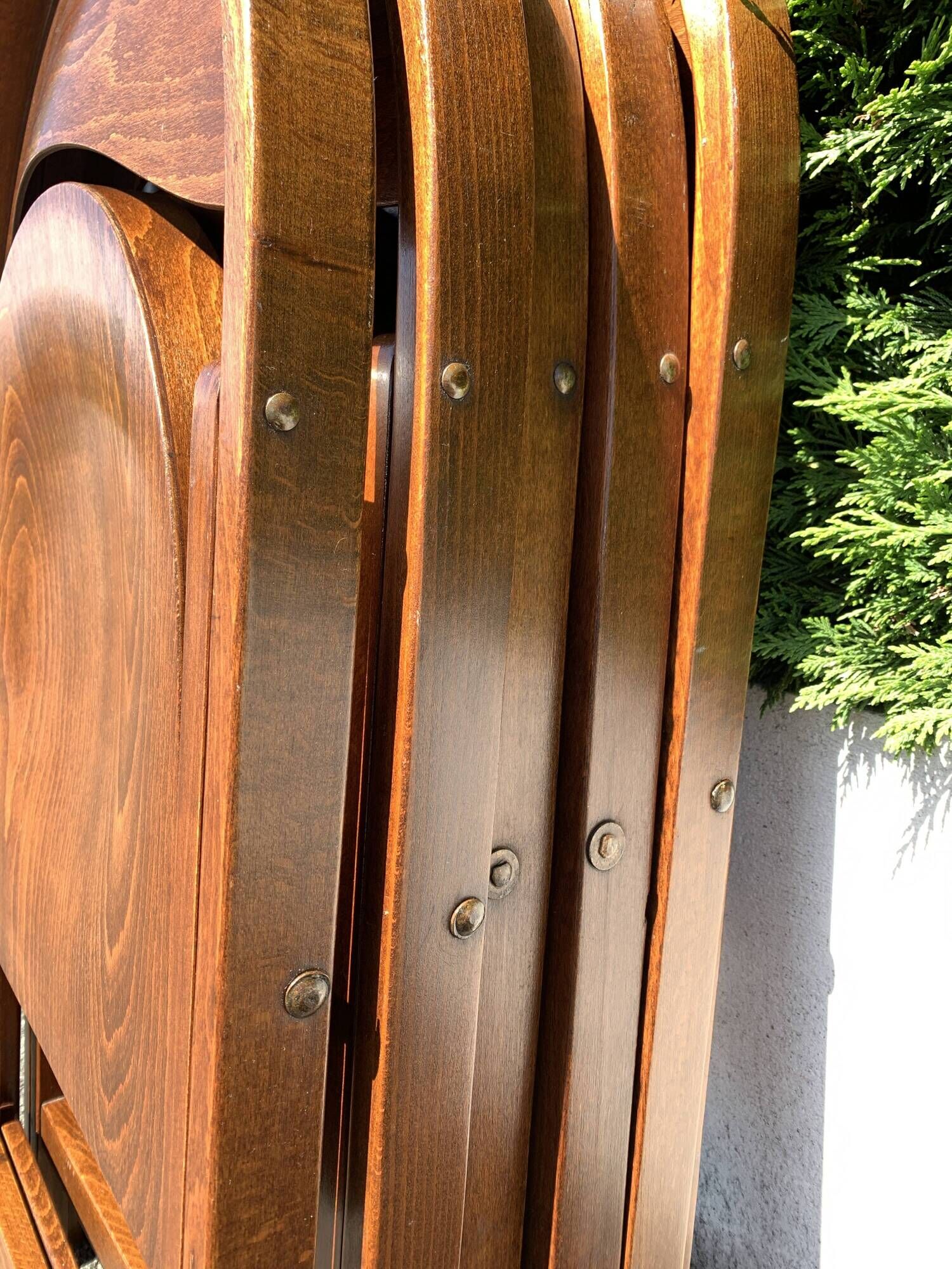 6 wooden folding chairs Stol Kamnik Yugoslavia design Zascitni Zhak