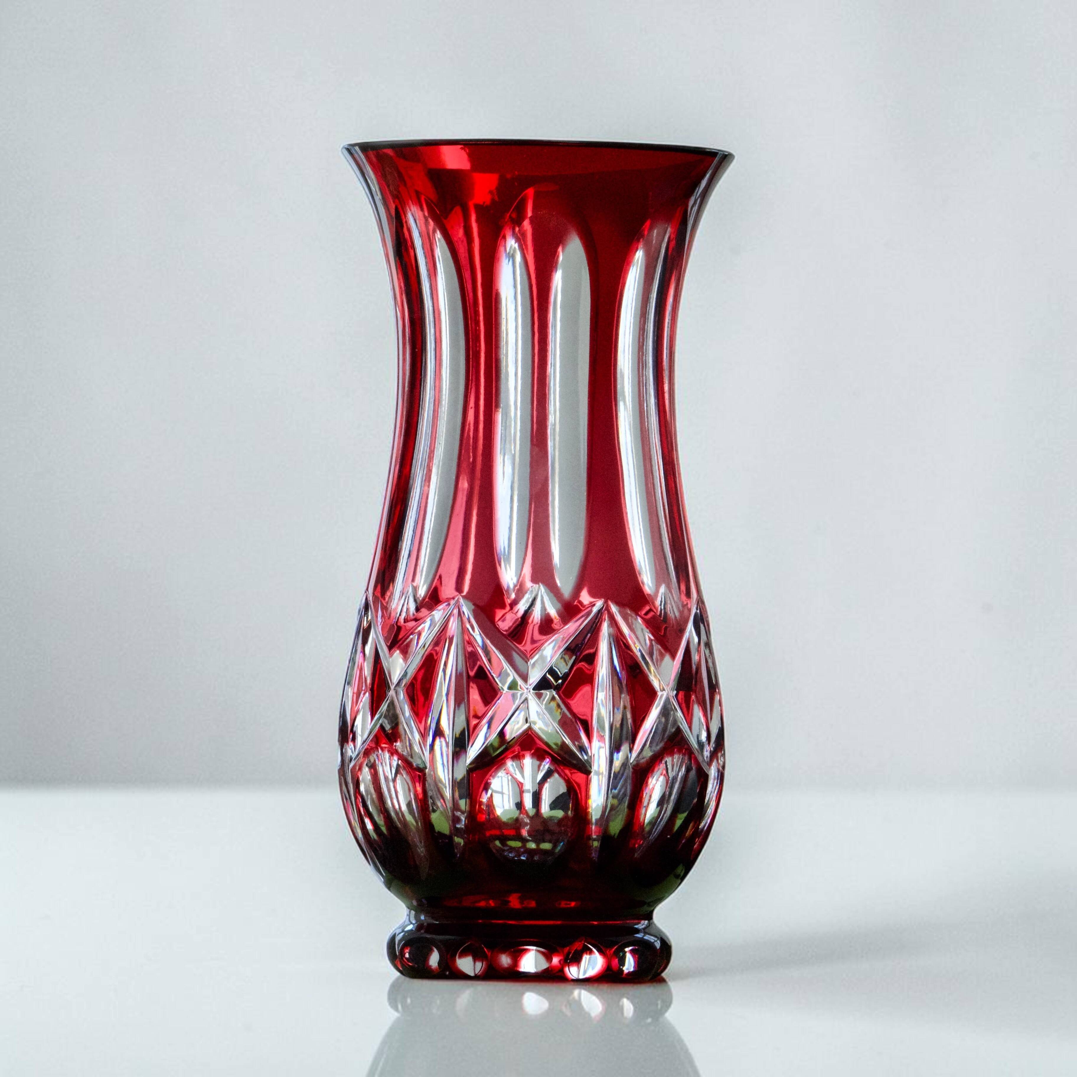 Large antique German ruby crystal vase signed WMF