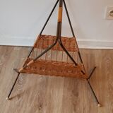 50's wicker iron magazine holder