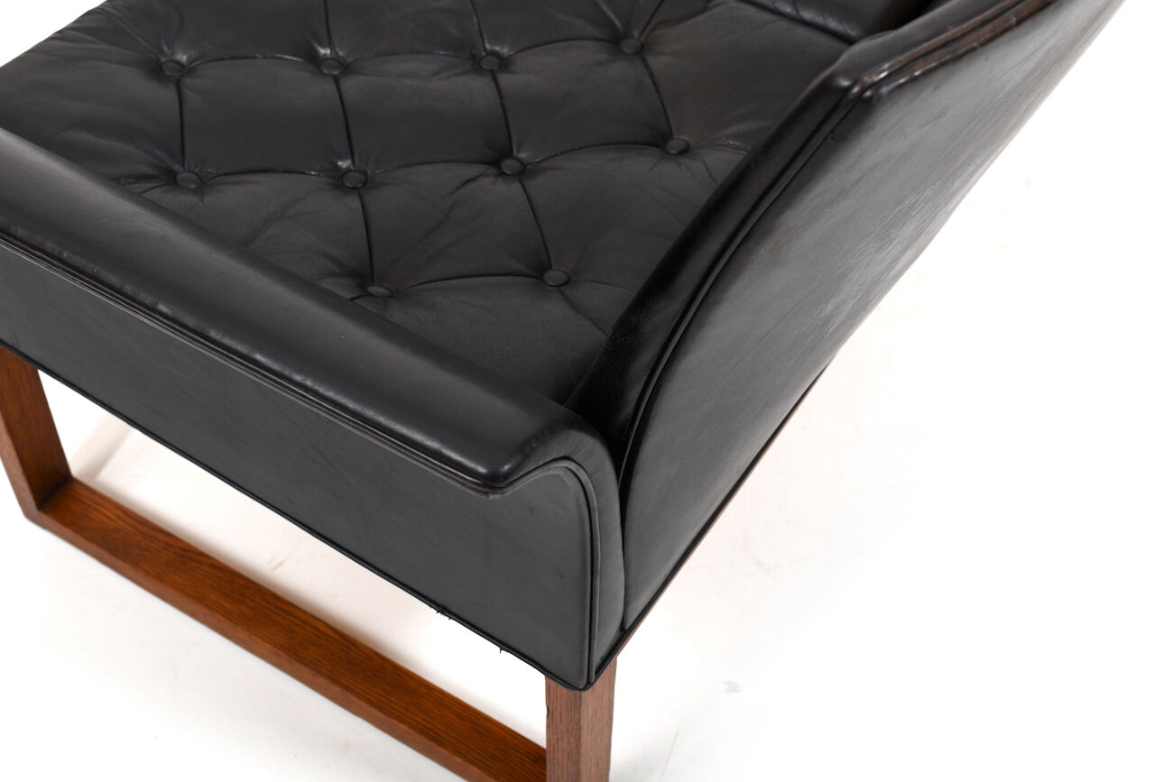 Danish Teak and Black Leather Sofa c.1960
